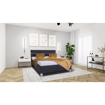Polsterdatud voodi madratsiga ja hoiuruumiga ALIS 160x200 cm antratsiit
