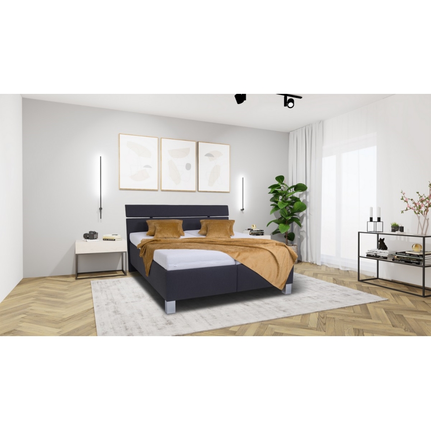 Polsterdatud voodi madratsiga ja hoiuruumiga ALIS 160x200 cm antratsiit