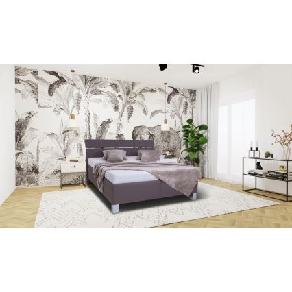 Polsterdatud voodi madratsiga ja hoiuruumiga ALIS 160x200 cm pruun