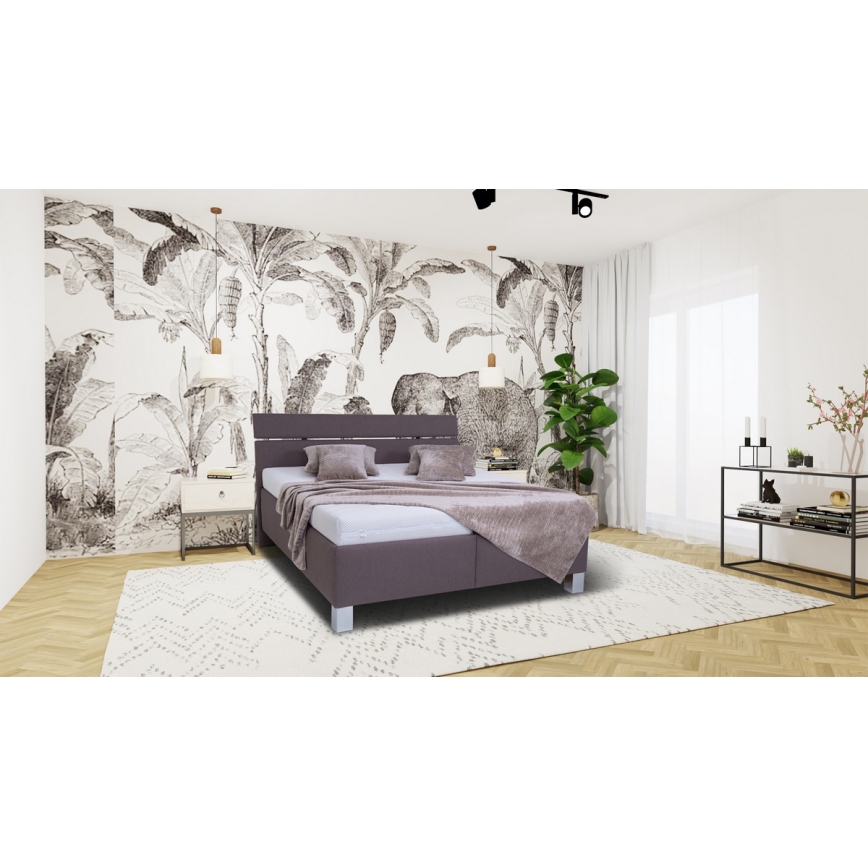 Polsterdatud voodi madratsiga ja hoiuruumiga ALIS 160x200 cm pruun