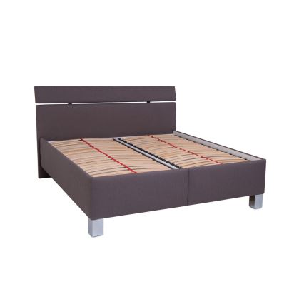 Polsterdatud voodi madratsiga ja hoiuruumiga ALIS 160x200 cm pruun