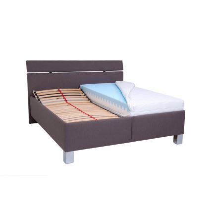 Polsterdatud voodi madratsiga ja hoiuruumiga ALIS 160x200 cm pruun