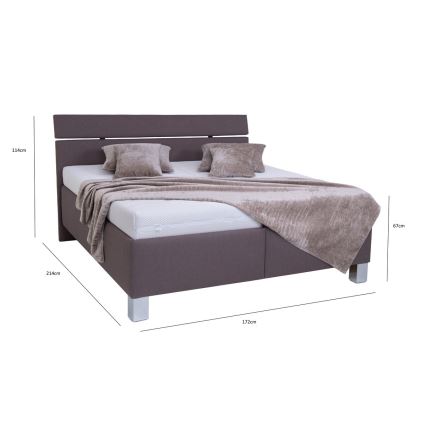 Polsterdatud voodi madratsiga ja hoiuruumiga ALIS 160x200 cm pruun