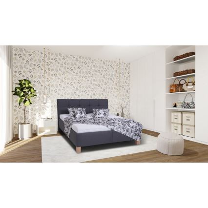 Polsterdatud voodi madratsiga ja hoiuruumiga MARIA 160x200 cm hall