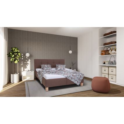 Polsterdatud voodi madratsiga ja hoiuruumiga MARIA 160x200 cm pruun