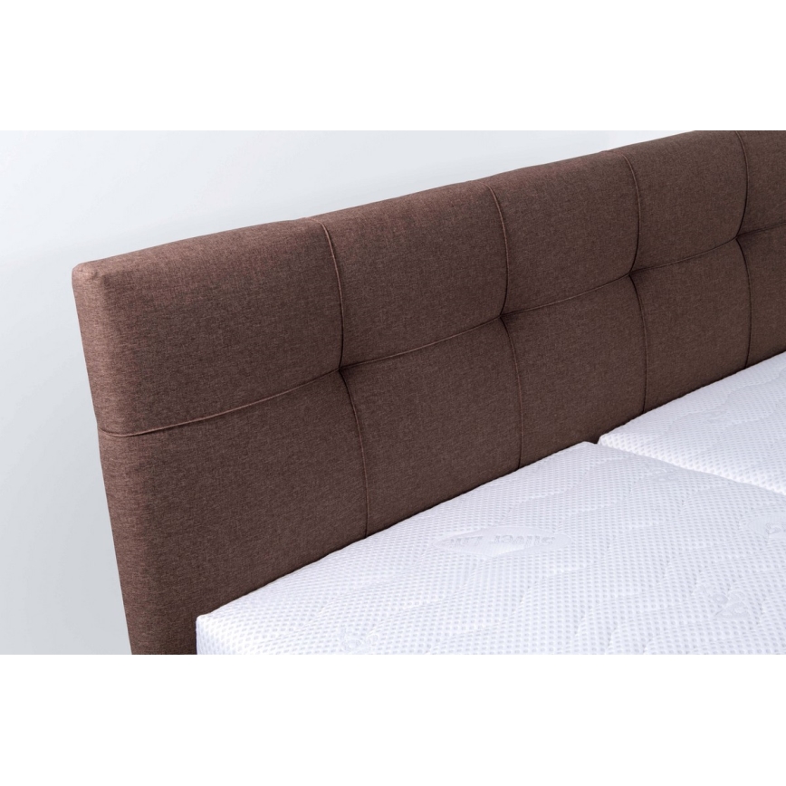 Polsterdatud voodi madratsiga ja hoiuruumiga MARIA 160x200 cm pruun