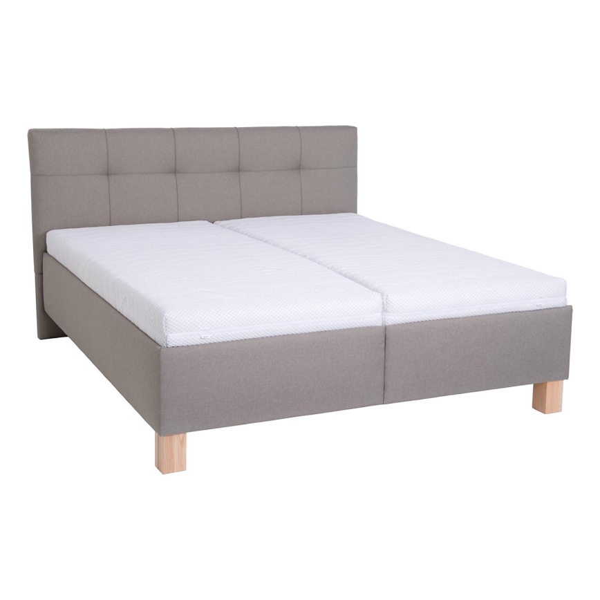 Polsterdatud voodi madratsiga ja hoiuruumiga MARIA 160x200 cm taupe