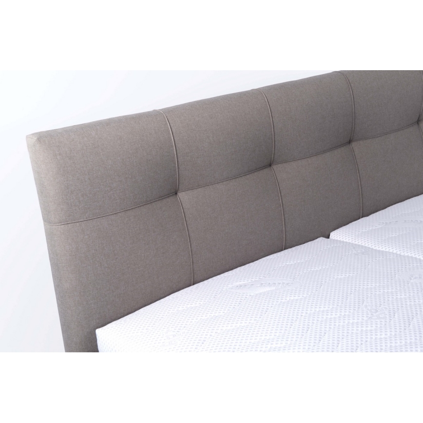 Polsterdatud voodi madratsiga ja hoiuruumiga MARIA 160x200 cm taupe