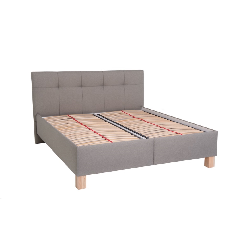Polsterdatud voodi madratsiga ja hoiuruumiga MARIA 160x200 cm taupe