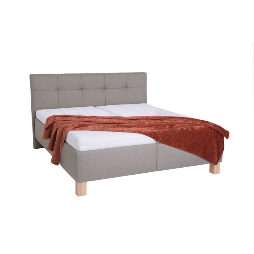Polsterdatud voodi madratsiga ja hoiuruumiga MARIA 160x200 cm taupe