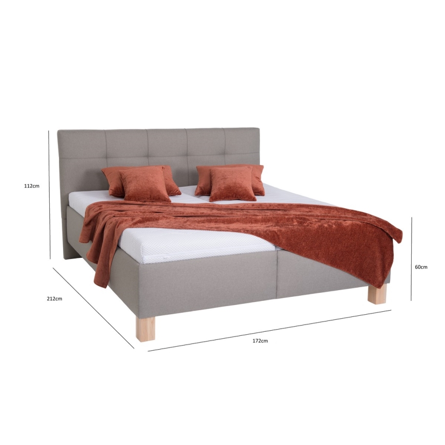 Polsterdatud voodi madratsiga ja hoiuruumiga MARIA 160x200 cm taupe