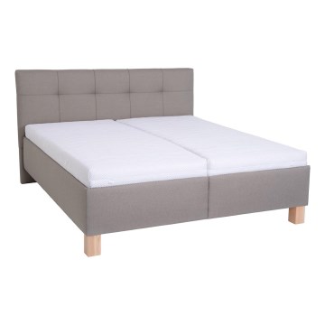 Polsterdatud voodi madratsiga ja hoiuruumiga MARIA 180x200 cm taupe