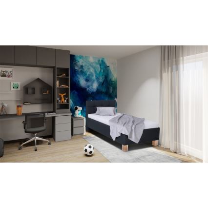 Polsterdatud voodi madratsiga ja hoiuruumiga MARIA ONE 90x200 cm antratsiit
