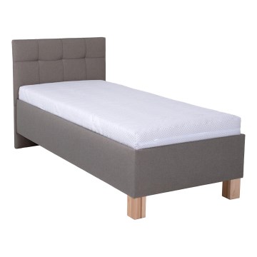 Polsterdatud voodi madratsiga ja hoiuruumiga MARIA ONE 90x200 cm taupe