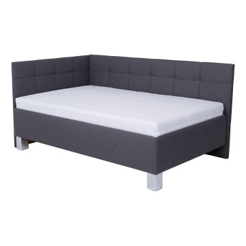 Polsterdatud voodi madratsiga ja hoiuruumiga MARIA PETITE 120x200 cm hall