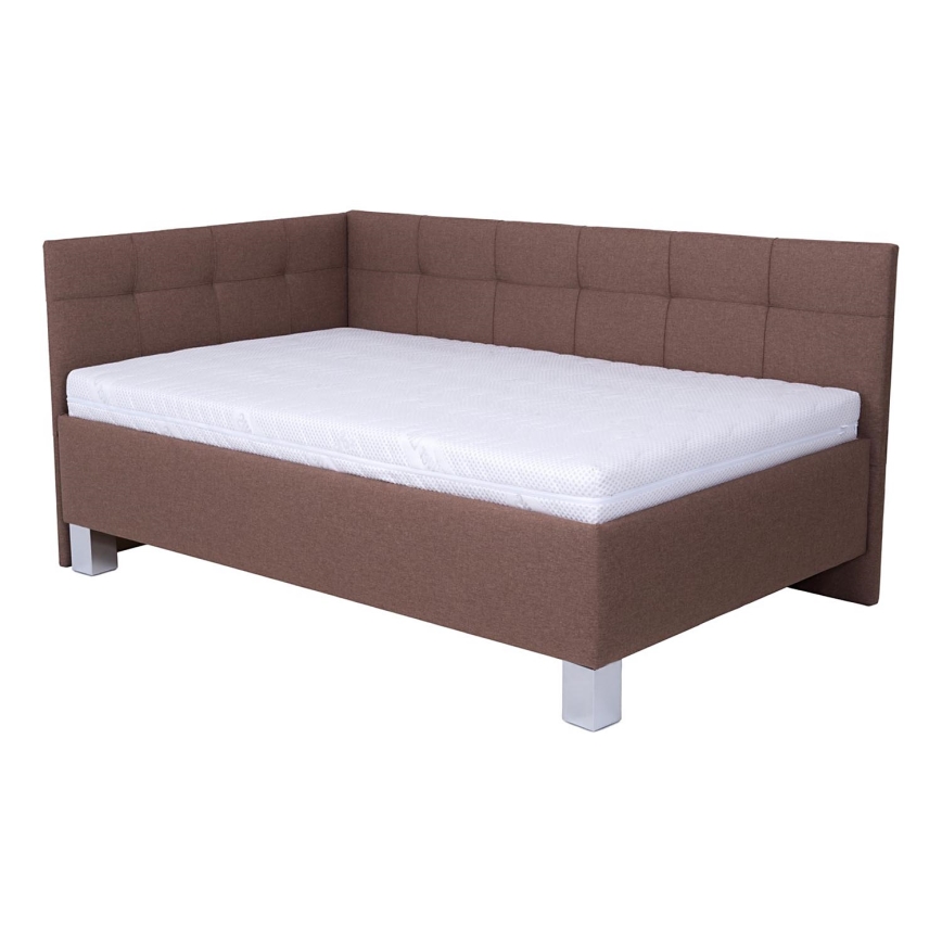 Polsterdatud voodi madratsiga ja hoiuruumiga MARIA PETITE 120x200 cm pruun