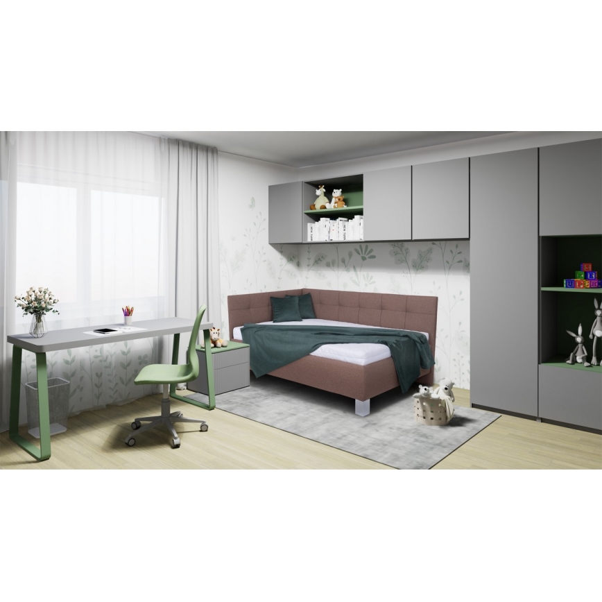 Polsterdatud voodi madratsiga ja hoiuruumiga MARIA PETITE 120x200 cm pruun