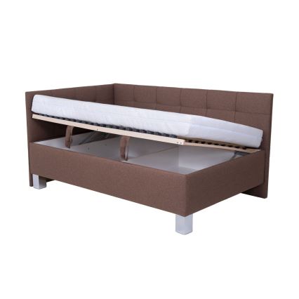 Polsterdatud voodi madratsiga ja hoiuruumiga MARIA PETITE 120x200 cm pruun