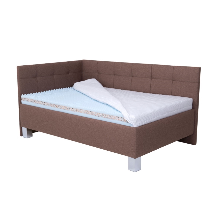 Polsterdatud voodi madratsiga ja hoiuruumiga MARIA PETITE 120x200 cm pruun