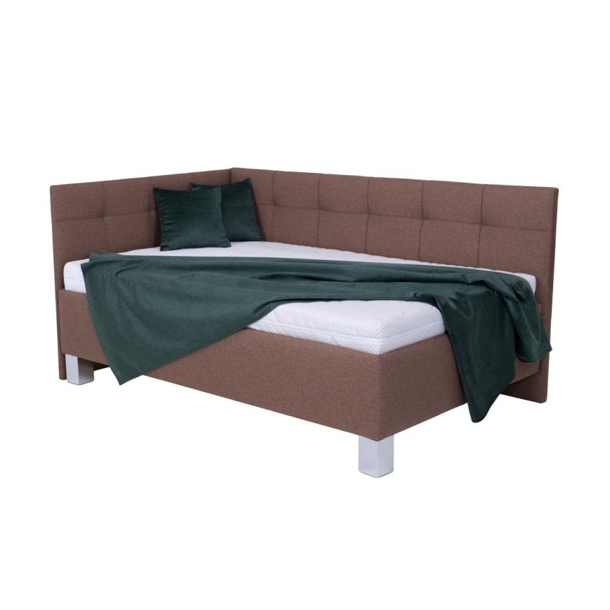 Polsterdatud voodi madratsiga ja hoiuruumiga MARIA PETITE 120x200 cm pruun