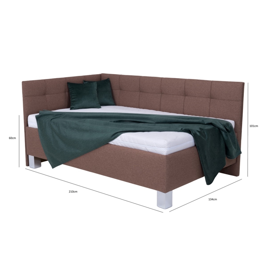 Polsterdatud voodi madratsiga ja hoiuruumiga MARIA PETITE 120x200 cm pruun