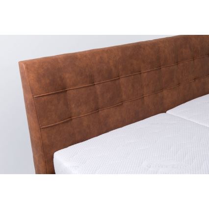 Polsterdatud voodi madratsiga ja hoiuruumiga VIOLET 160x200 cm konjak pruun