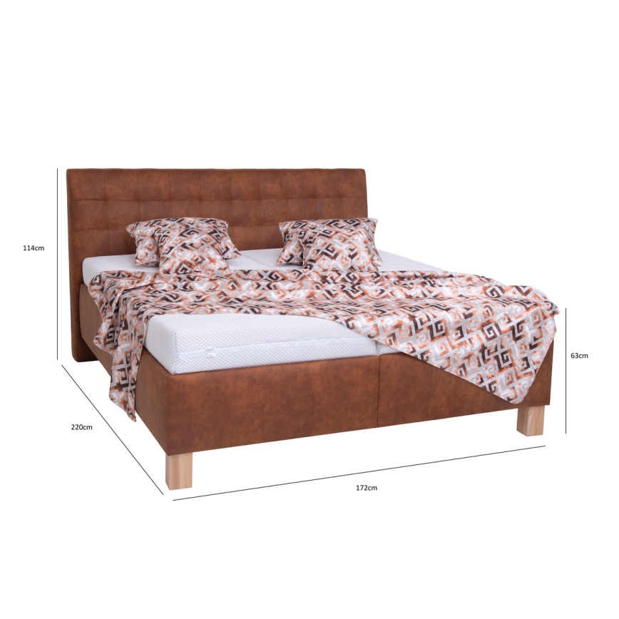 Polsterdatud voodi madratsiga ja hoiuruumiga VIOLET 160x200 cm konjak pruun