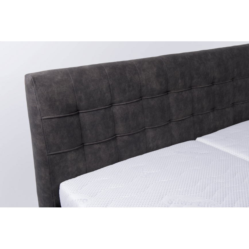 Polsterdatud voodi madratsiga ja hoiuruumiga VIOLET 160x200 cm tume
