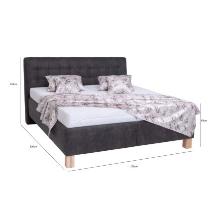 Polsterdatud voodi madratsiga ja hoiuruumiga VIOLET 160x200 cm tume