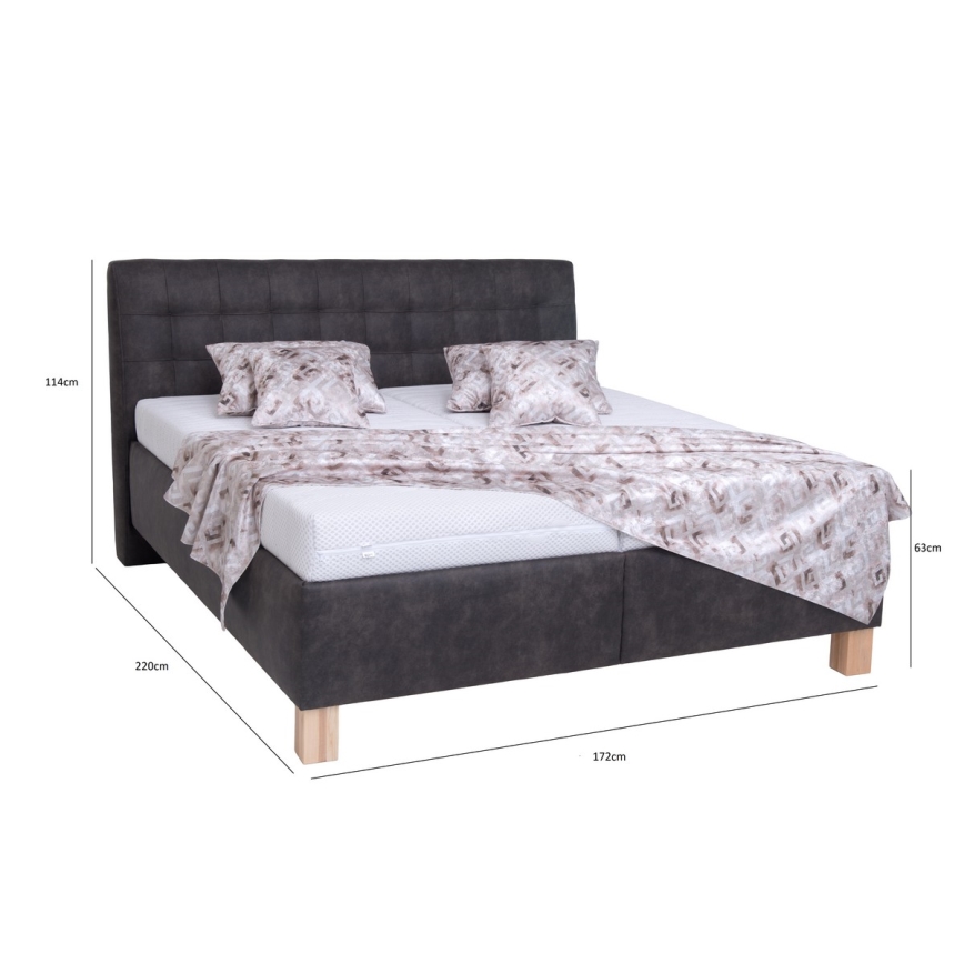 Polsterdatud voodi madratsiga ja hoiuruumiga VIOLET 160x200 cm tume