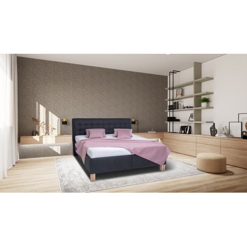 Polsterdatud voodi madratsiga ja hoiuruumiga VIOLET 180x200 cm antratsiit