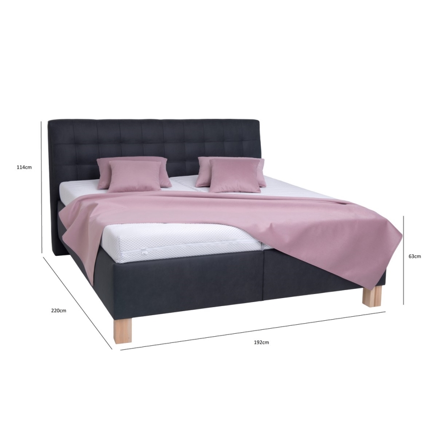 Polsterdatud voodi madratsiga ja hoiuruumiga VIOLET 180x200 cm antratsiit