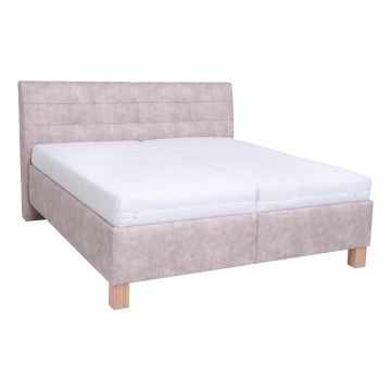 Polsterdatud voodi madratsiga ja hoiuruumiga VIOLET 180x200 cm beež