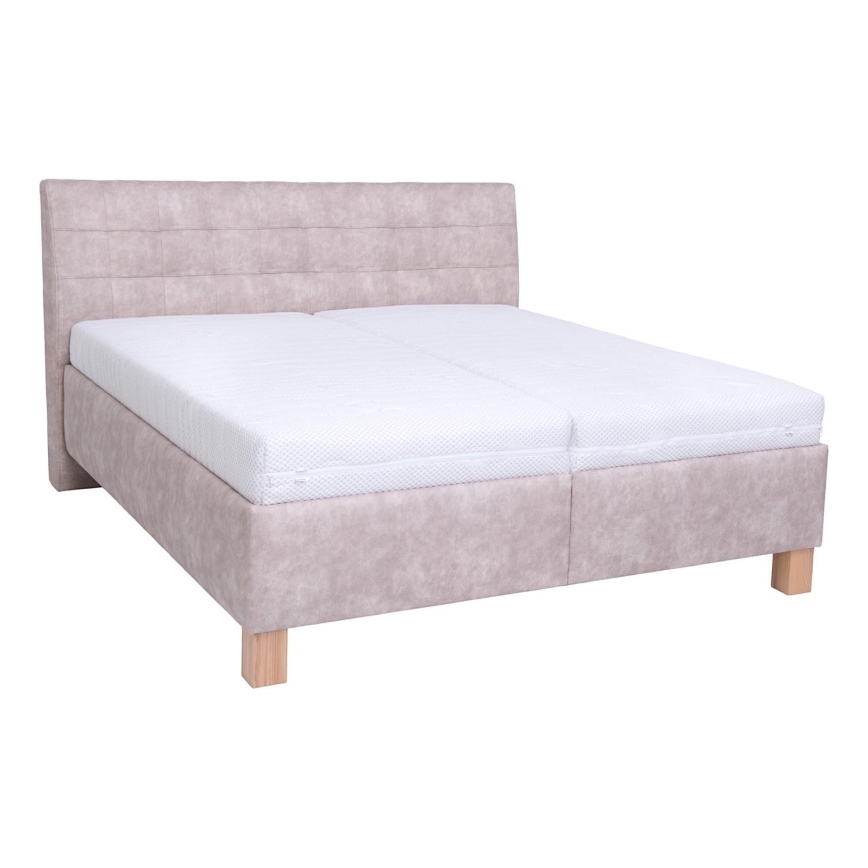 Polsterdatud voodi madratsiga ja hoiuruumiga VIOLET 180x200 cm beež