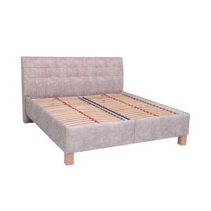 Polsterdatud voodi madratsiga ja hoiuruumiga VIOLET 180x200 cm beež