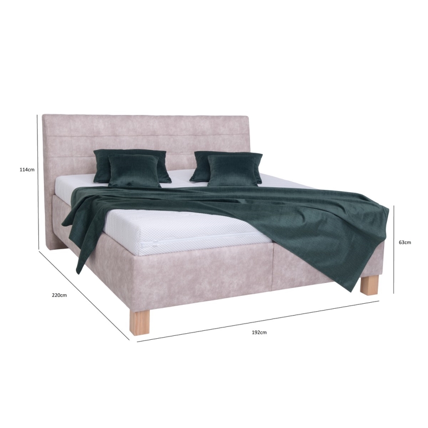 Polsterdatud voodi madratsiga ja hoiuruumiga VIOLET 180x200 cm beež