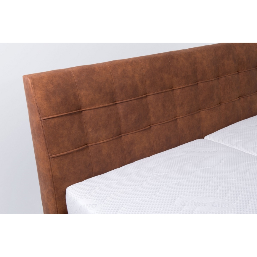 Polsterdatud voodi madratsiga ja hoiuruumiga VIOLET 180x200 cm konjak pruun
