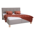 Polsterdatud voodi madratsiga ja panipaigaga MARIA 180x200 cm taupe