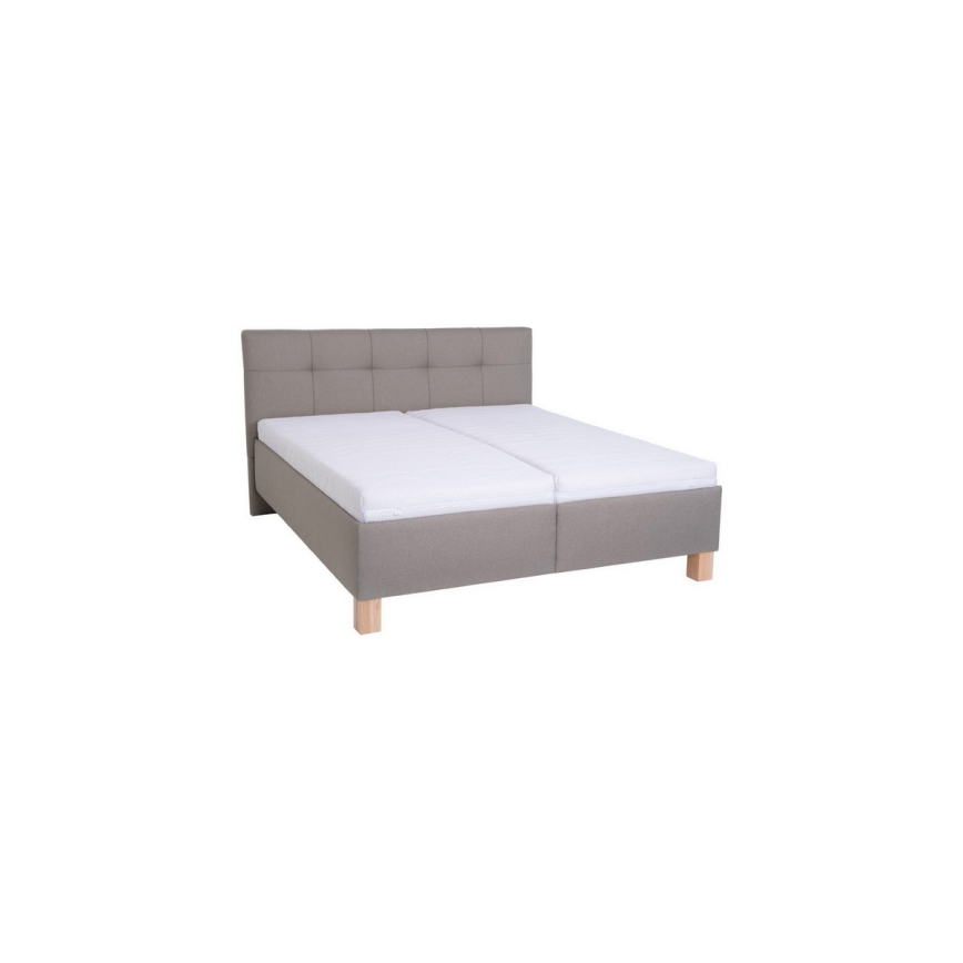Polsterdatud voodi madratsiga ja panipaigaga MARIA 180x200 cm taupe