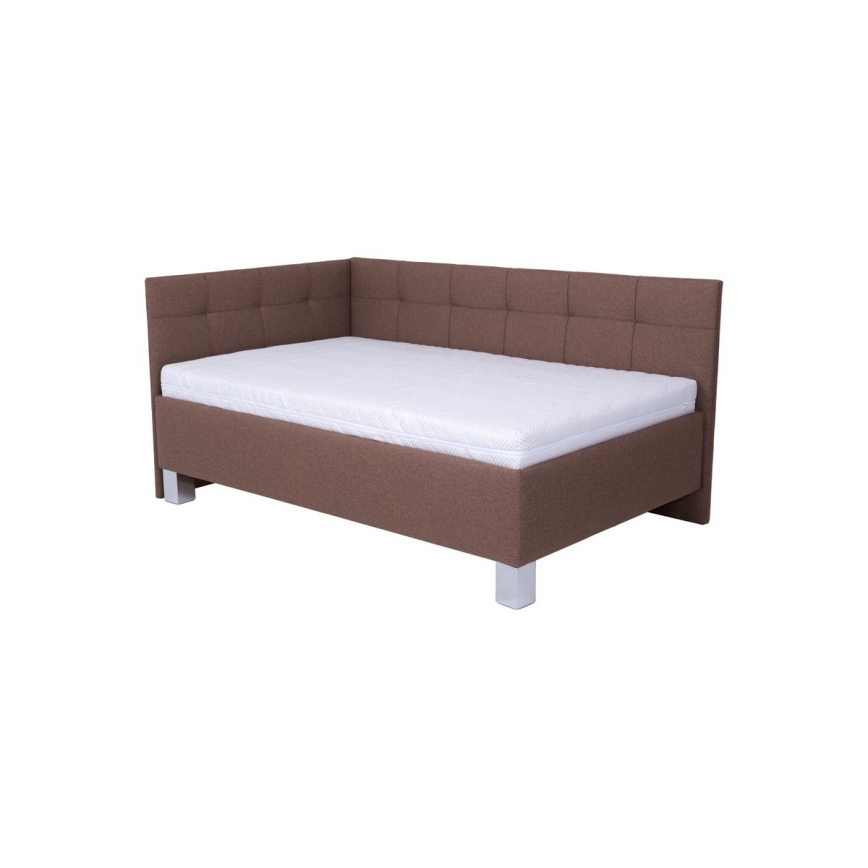 Polsterdatud voodi madratsiga ja panipaigaga MARIA PETITE 120x200 cm pruun