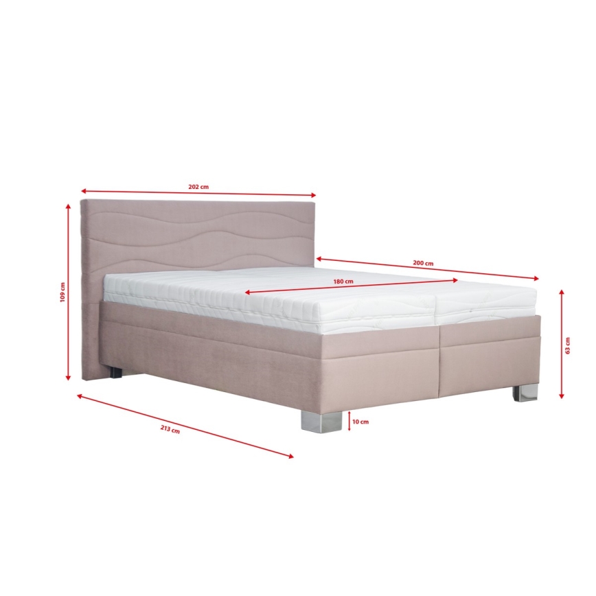 Polsterdatud voodi madratsiga WINDSOR 180x200 cm beež