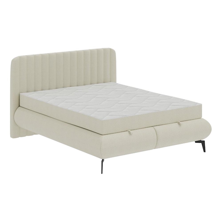 Polsterdatud voodi madratsite ja panipaigaga ALEXA 160x200 cm beež