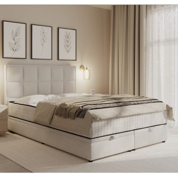 Polsterdatud voodi madratsitega ja hoiuruumiga GRACE 180x200 cm beež