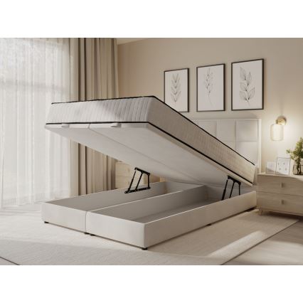 Polsterdatud voodi madratsitega ja hoiuruumiga GRACE 180x200 cm beež