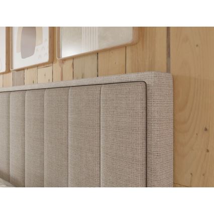 Polsterdatud voodi ALICIA 160x200 cm, madratsite ja kattemadratsiga ning mahuka hoiuruumiga, beež