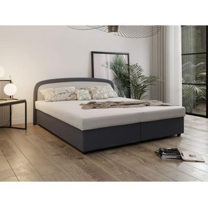 Polsterdatud voodi MALIA 160x200 vedrumadratsiga ja panipaigaga, hall