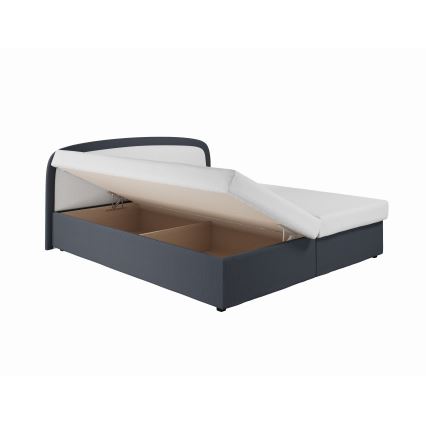 Polsterdatud voodi MALIA 160x200 vedrumadratsiga ja panipaigaga, hall