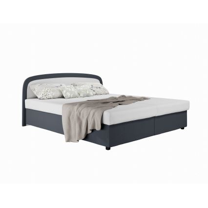 Polsterdatud voodi MALIA 160x200 vedrumadratsiga ja panipaigaga, hall