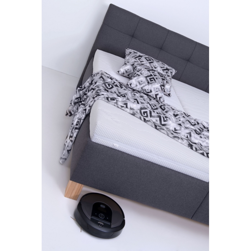 Polsterdatud voodi MARIA 160x200 cm koos madratsiga ja panipaigaga, hall