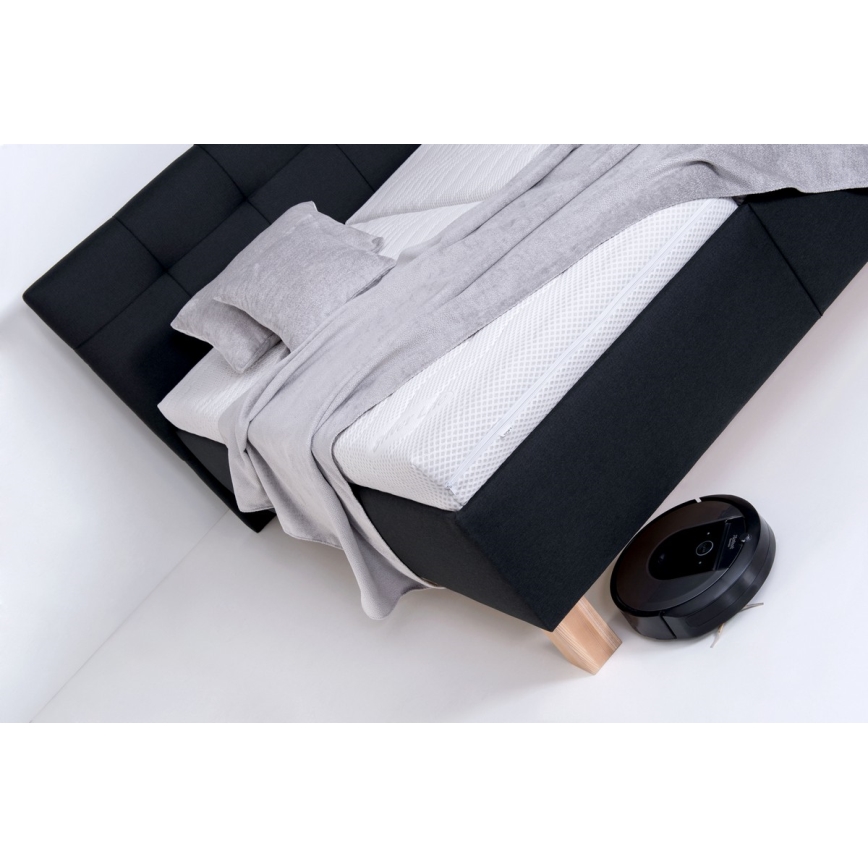 Polsterdatud voodi MARIA 180x200 cm, madratsiga ja panipaigaga, antratsiit